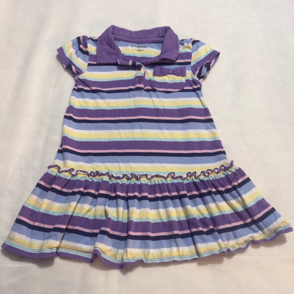Wonderkids Purple and Blue Ruffled Polo Sundress